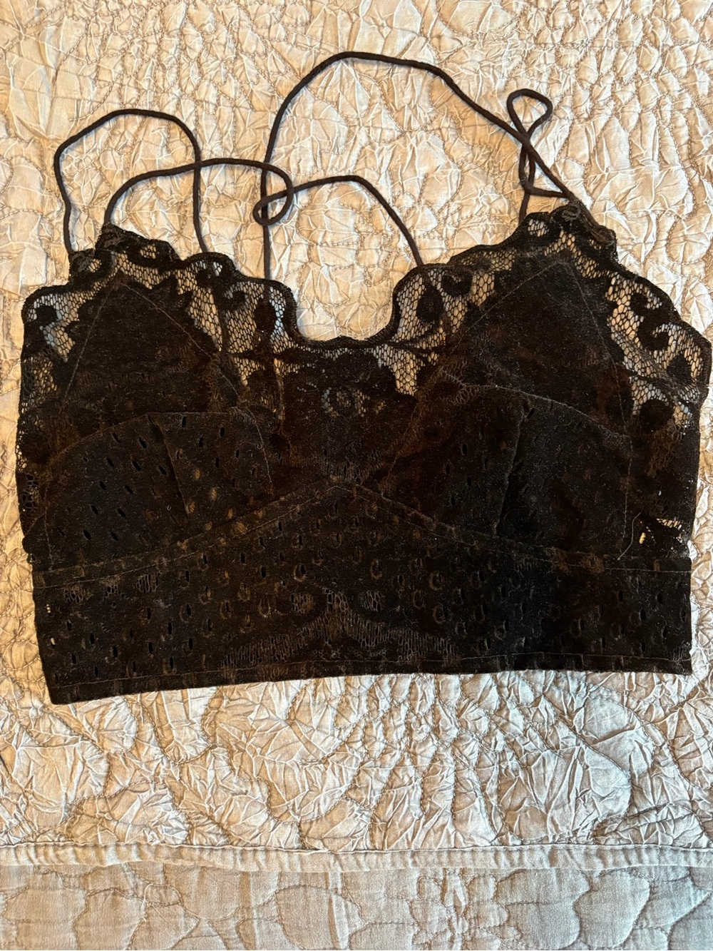 Black Lace and velvet feel camisole top